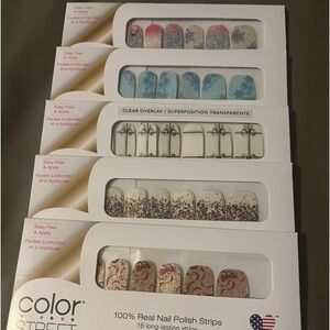 5 Sets of Color Street Nail Strips Christmas Designs